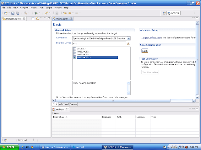 Connection: spectrum digital dsk evm ezdsp on board usb emulator Board or device: tms320c6713