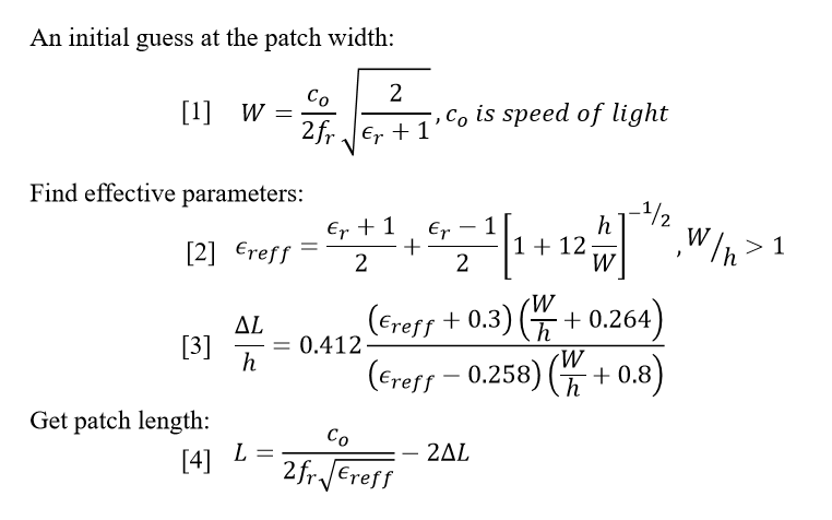 equations patch antenna